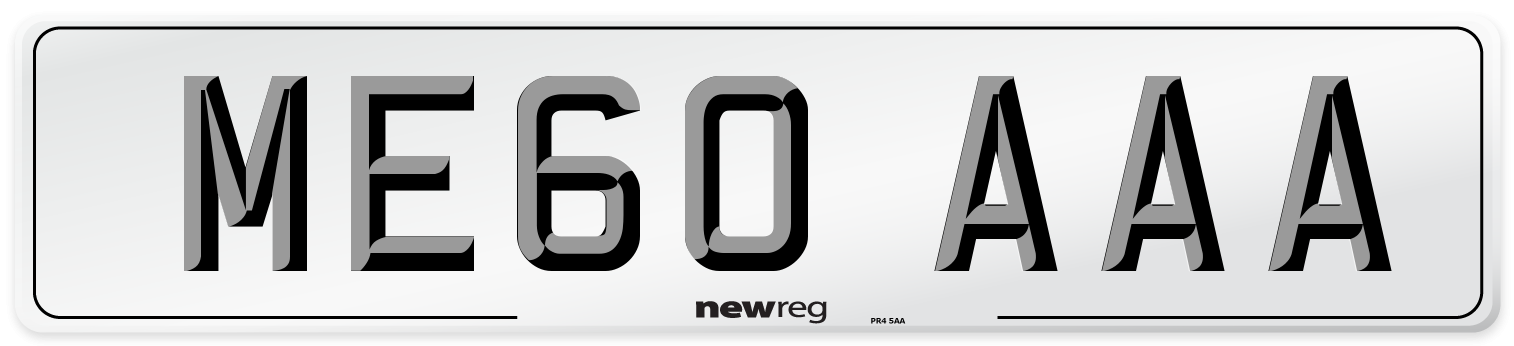 ME60 AAA Number Plate from New Reg